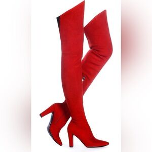 Women's Red Knee-High Boots